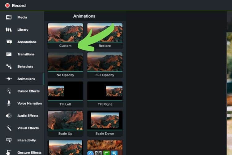 zoom in animations with camtasia 3 using mac